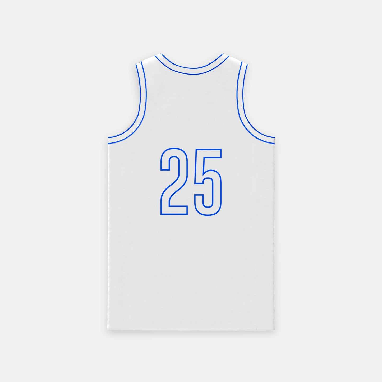 White Custom Basketball Jersey with Blue Trim