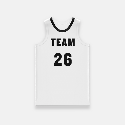Custom White Basketball Jersey with Black Collar