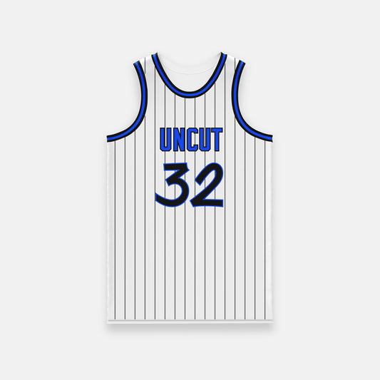 Orlando Magic-style White Pinstriped Basketball Jersey