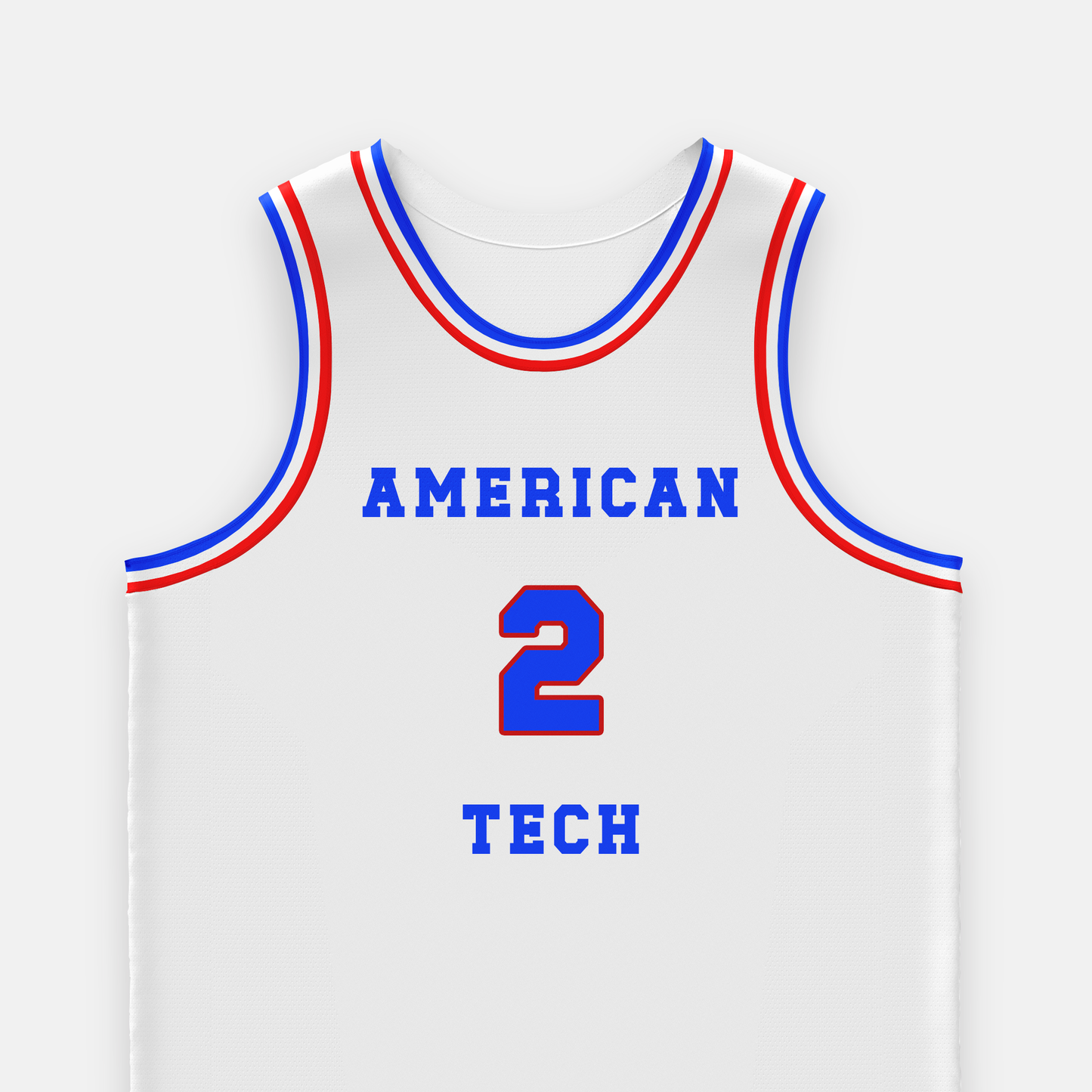 Custom White, Blue & Red White Basketball Jersey