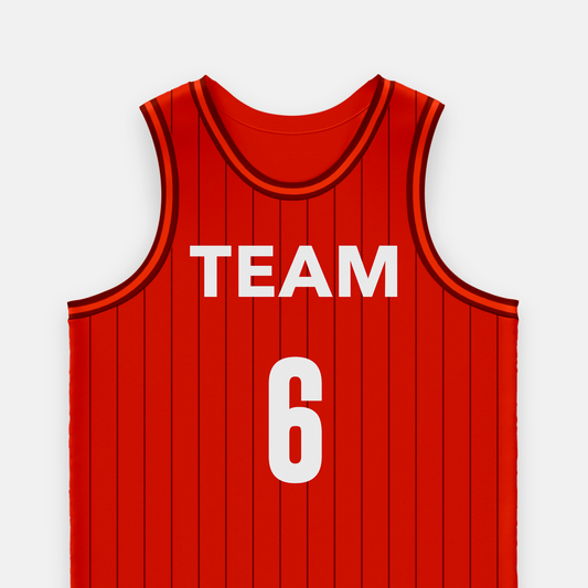 Custom Red Pinstripes Basketball Jersey