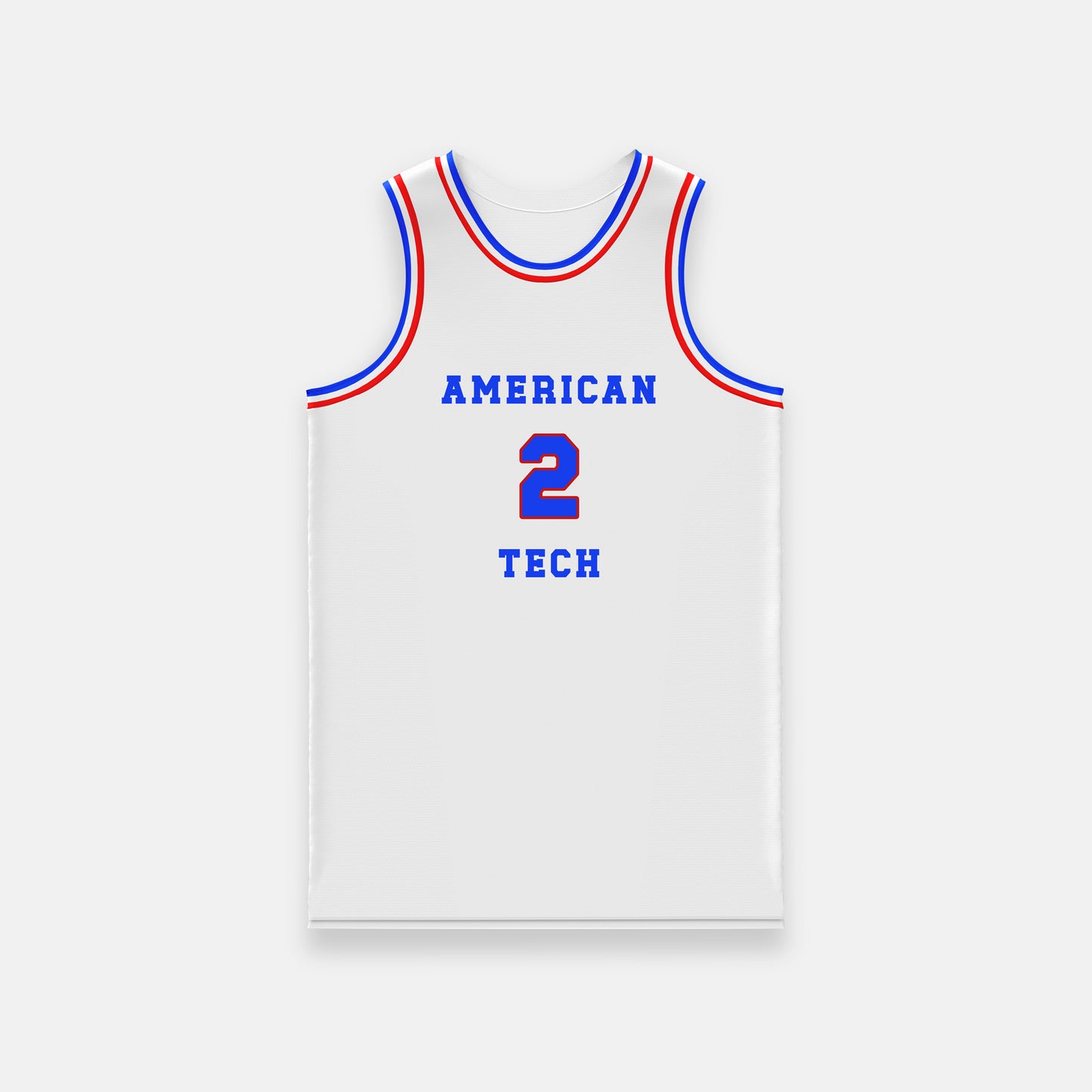 Custom White, Blue & Red White Basketball Jersey